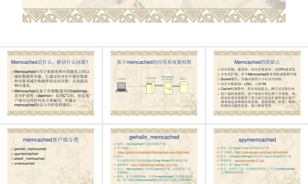MEMCACHED缓存技术浅谈