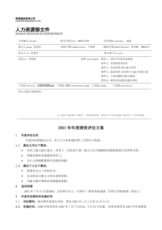 【企业管理】01年季度评估方案