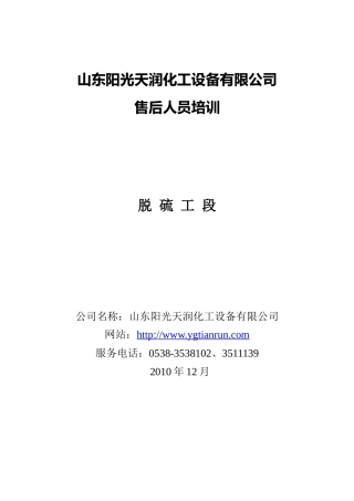 脱硫工段-山东阳光天润化工设备有限公司
