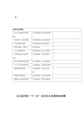 谈沿江城市群“十一五”经济社会发展规划