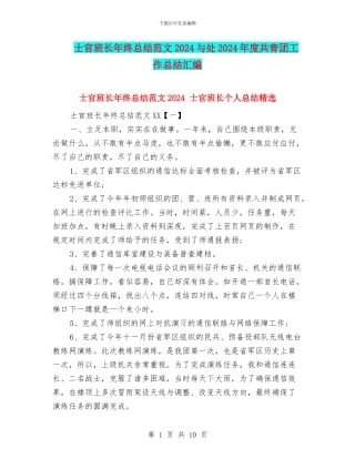 士官班长年终总结范文2024与处2024年度共青团工作总结汇编