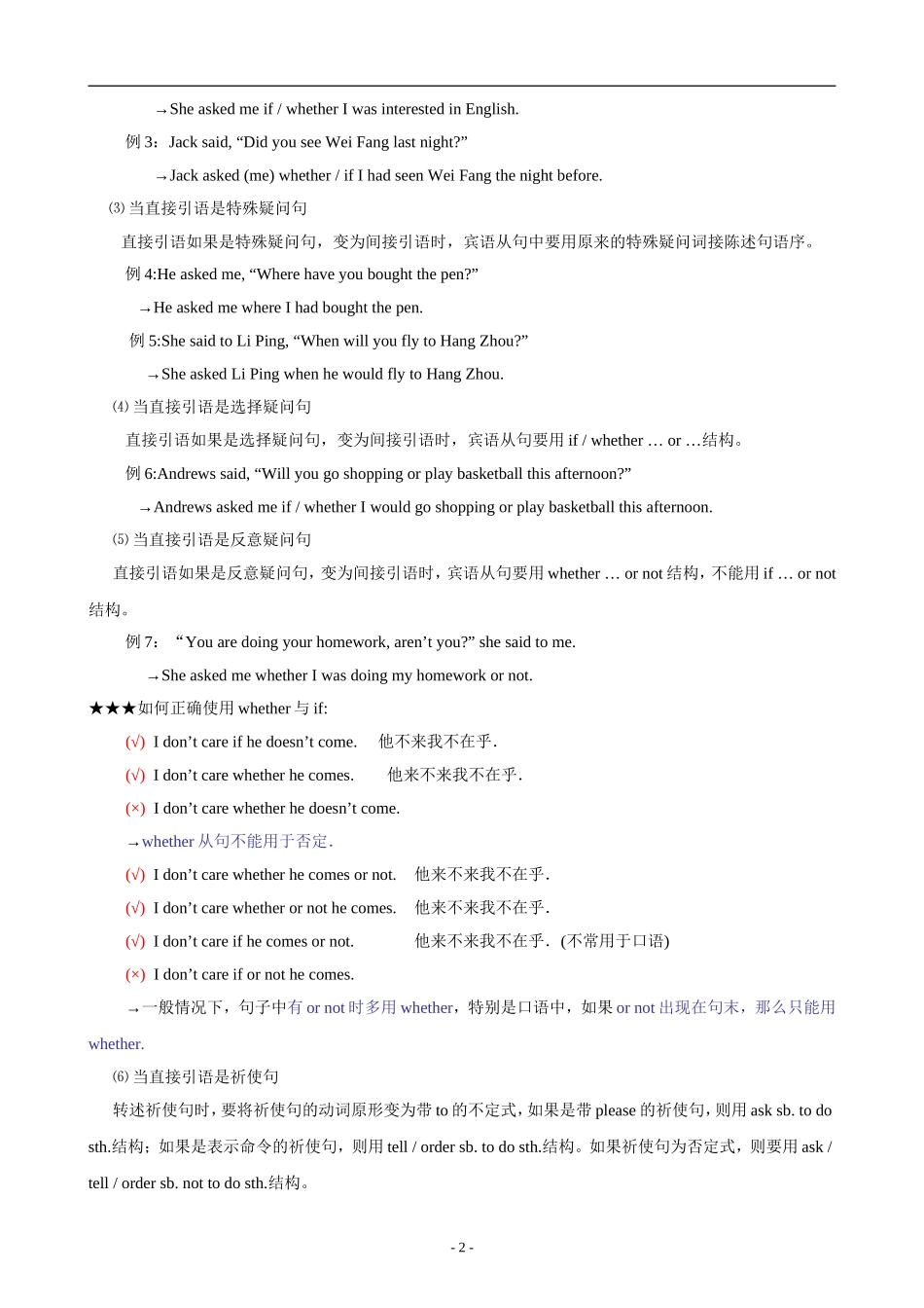 初中英语语法：直接引语和间接引语_第2页