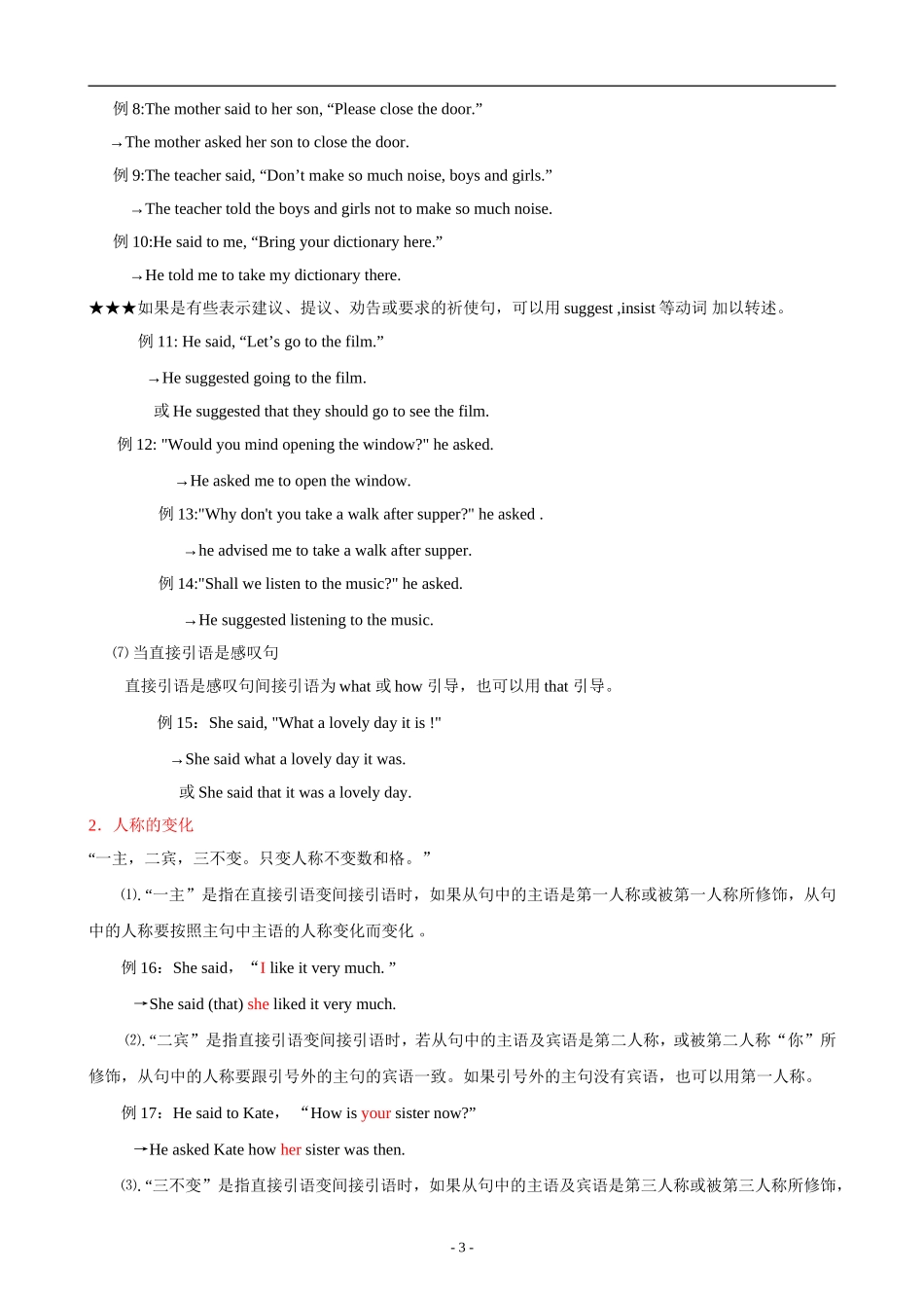 初中英语语法：直接引语和间接引语_第3页