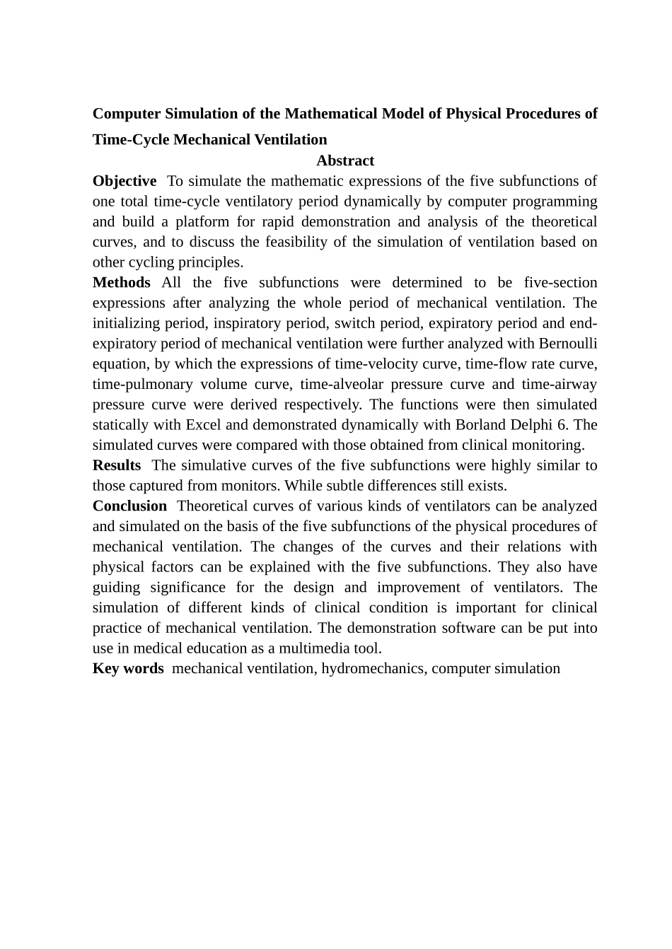 时间切换机械通气物理过程数学模型的计算机仿真_第2页