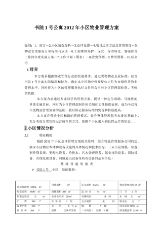 XXXX年上海市书院1号公寓小区物业管理方案