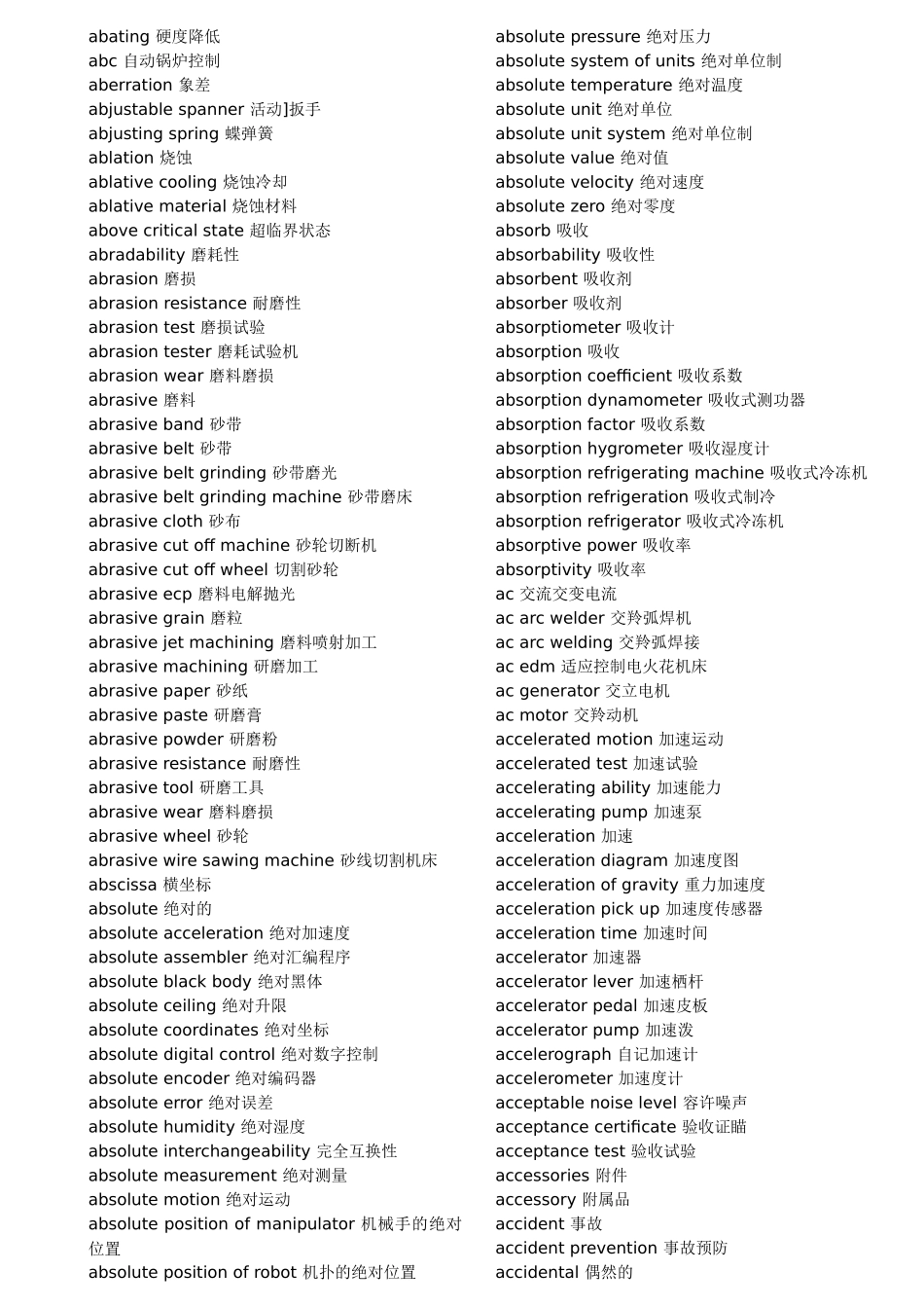 专业机械中英文对查表_第1页