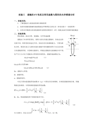 透镜的FT性质及常用函数与图形的光学频谱分析