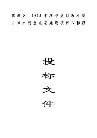 农田水利项目技术标