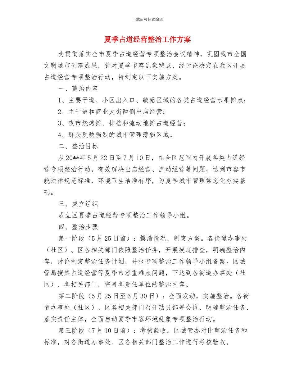 夏季作业和消防防火施工方案与夏季占道经营整治工作方案汇编_第3页