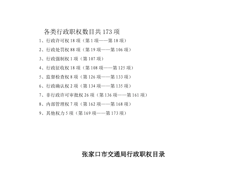 交通局行政职权目录_第2页