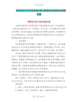 夏季安全生产活动实施方案与夏季室内装修安全预案汇编