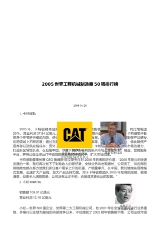 世界工程机械制造商年度50强排行榜