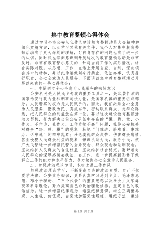 集中教育整顿心得体会