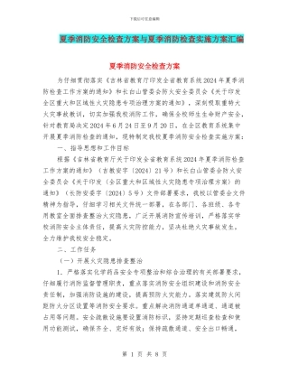 夏季消防安全检查方案与夏季消防检查实施方案汇编