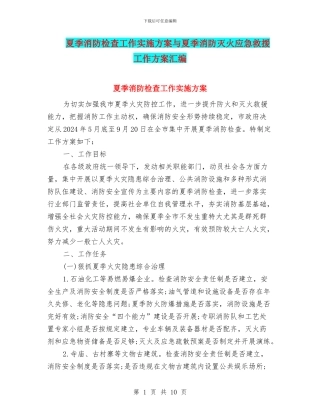 夏季消防检查工作实施方案与夏季消防灭火应急救援工作方案汇编