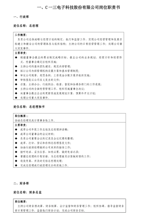 某电子科技股份公司岗位职责大全