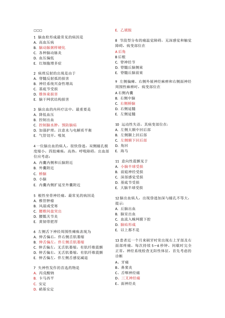 神经内科试题集_第1页