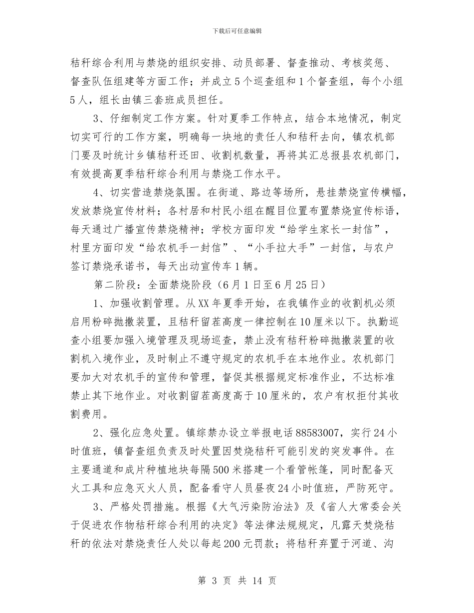 夏季秸秆禁烧工作方案5篇与夕阳红志愿者服务队工作汇报汇编_第3页