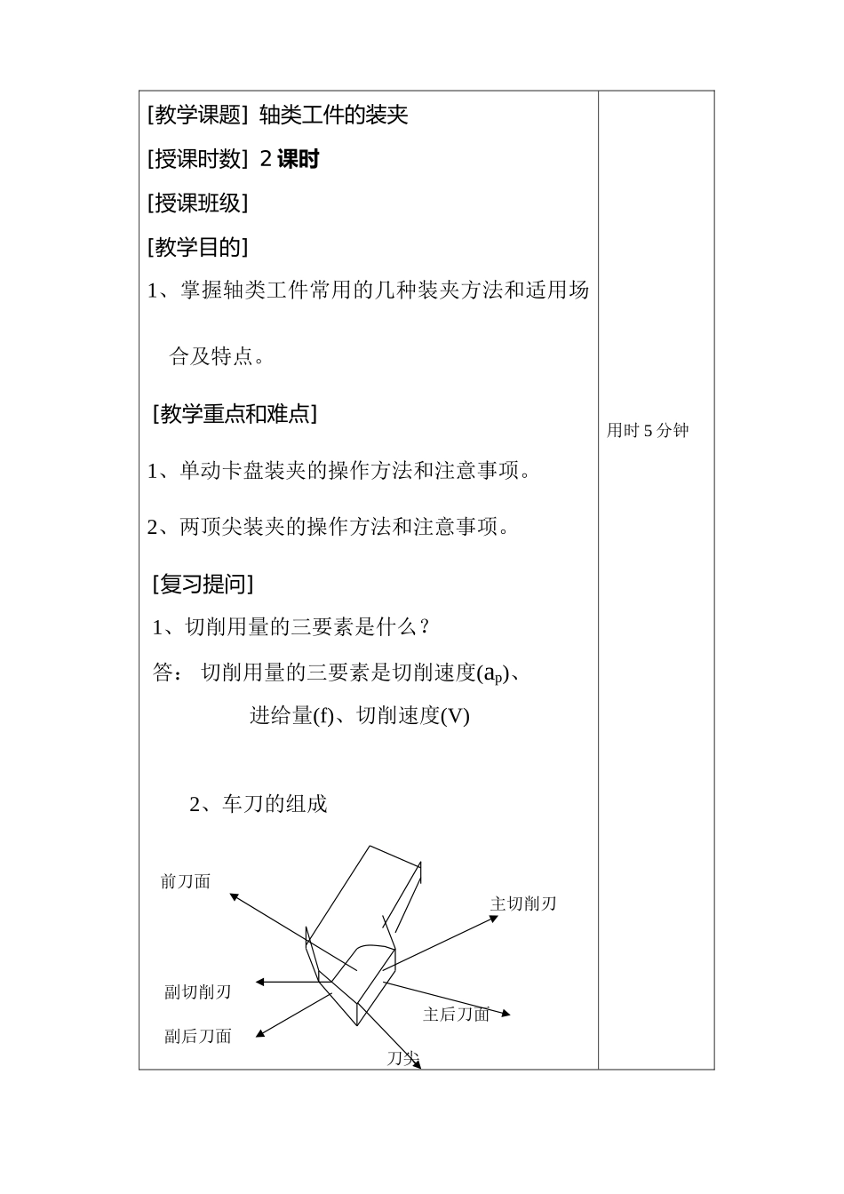 车工工艺公开课教案-轴类工件装夹_第1页