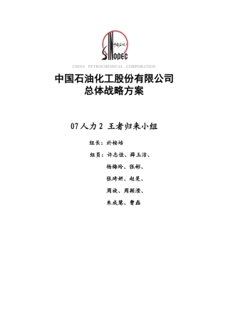 中国石油化工股份有限公司总体战略方案