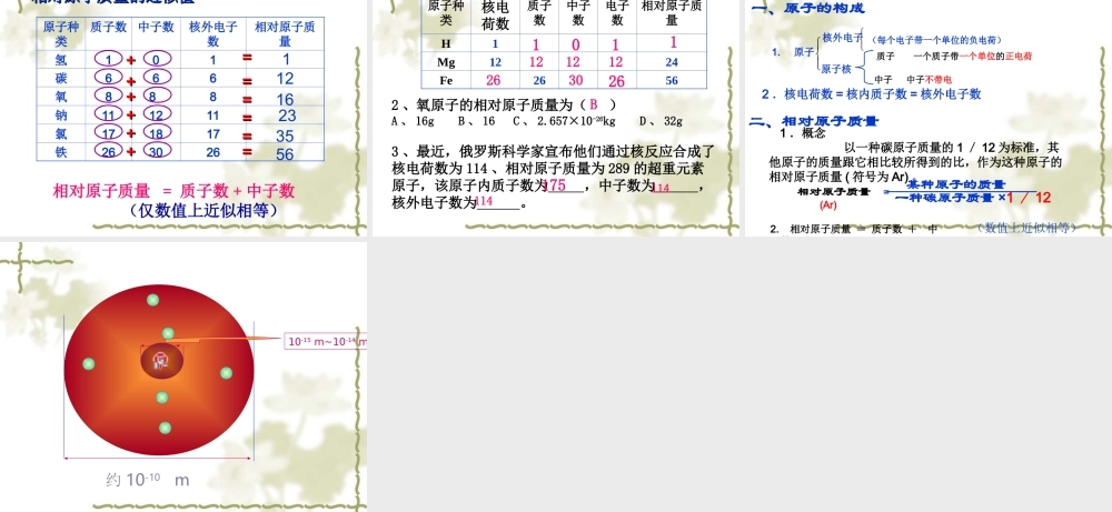 初三化学《原子的构成》PPT课件