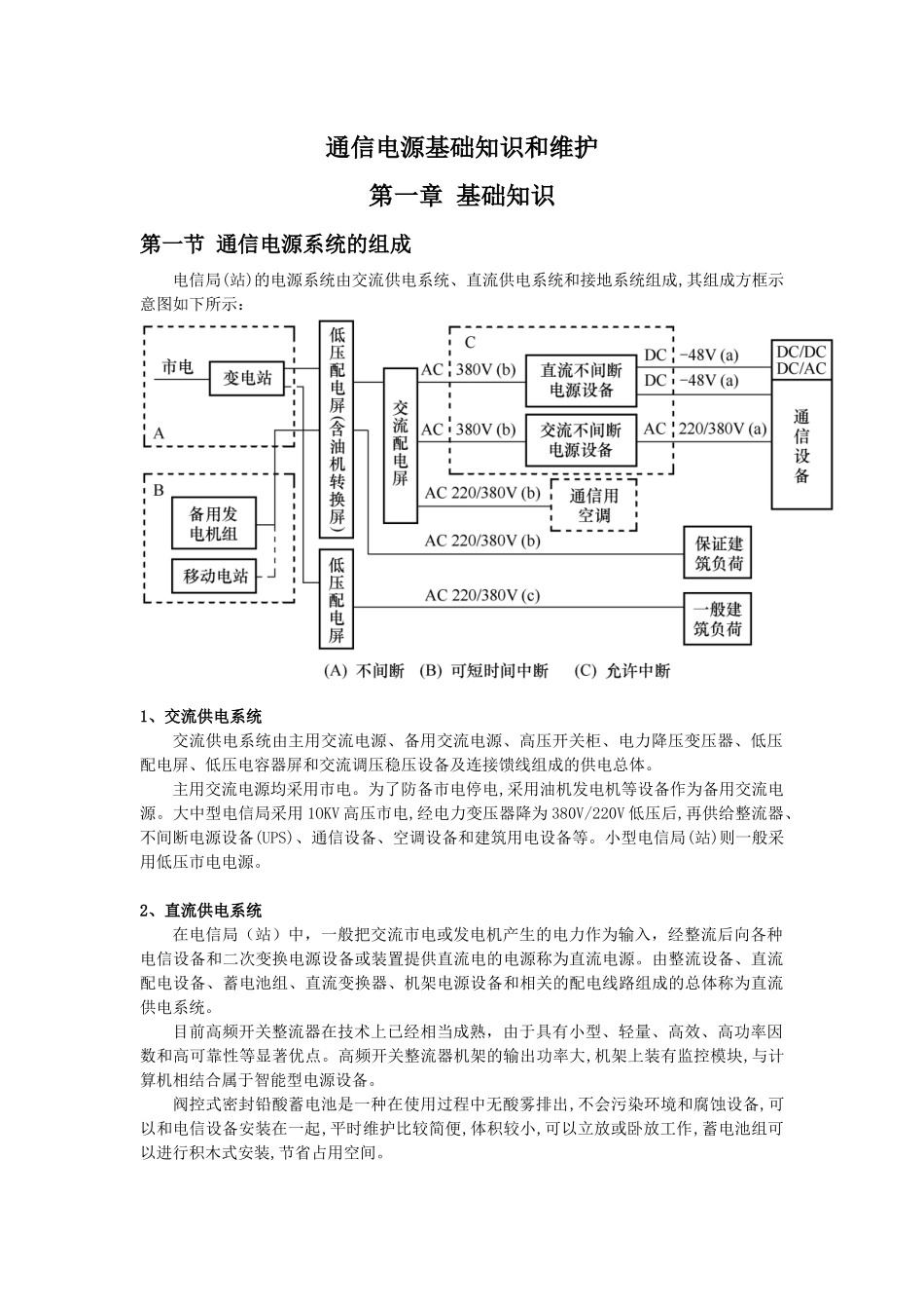 《通信电源基础知识和维护》_第1页