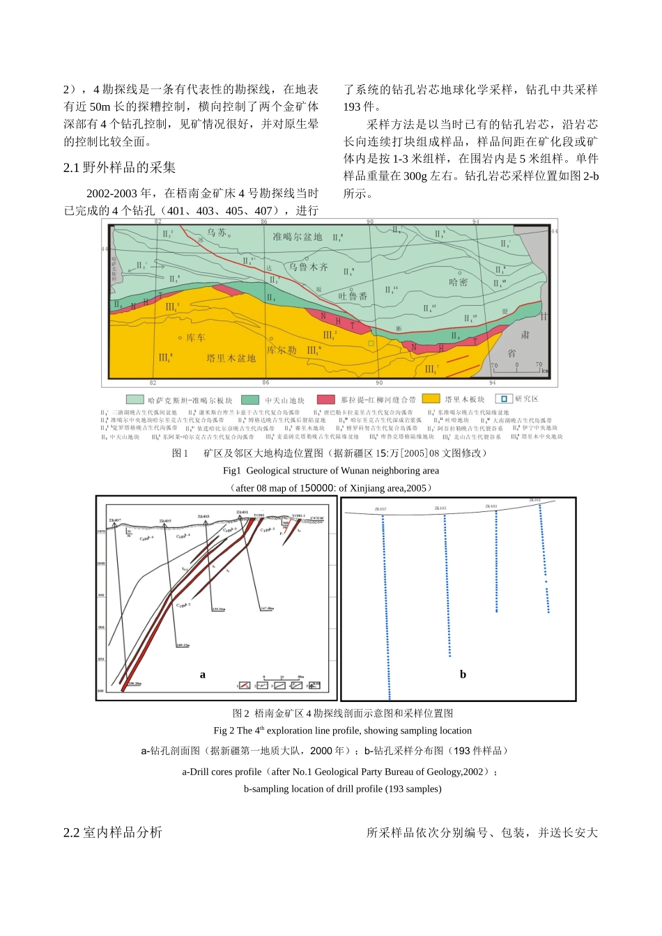 梧南金矿钻孔岩芯元素地球化学统计分析_第2页