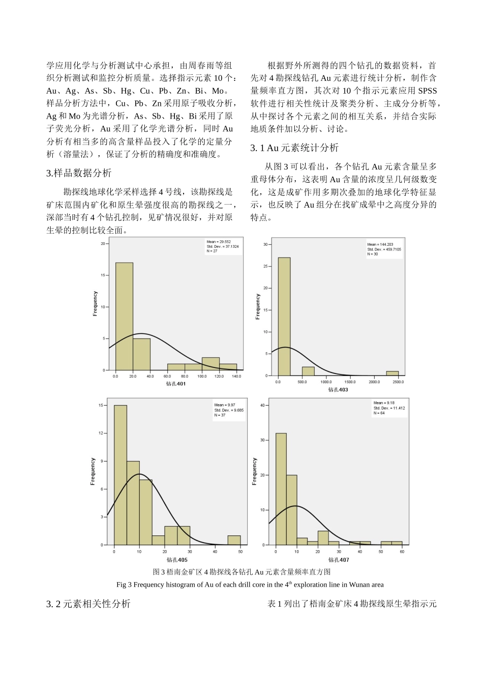 梧南金矿钻孔岩芯元素地球化学统计分析_第3页
