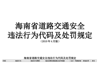 海南省道路交通安全违法行为代码及处罚规定(XXXX_4_1修改版)