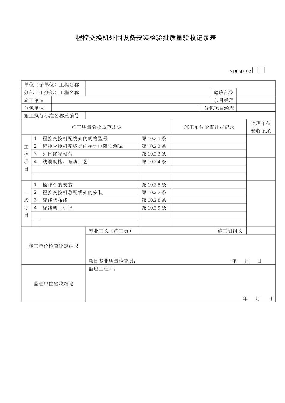 隧道交通通信监控系统检验批记录表_第3页