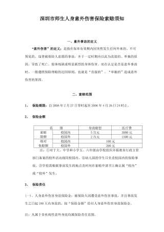人身意外伤害保险索赔须知