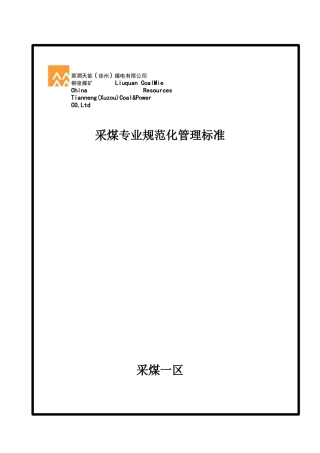 采煤专业规范化管理标准