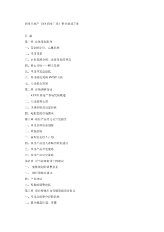 某商业房地产广场整合策划方案