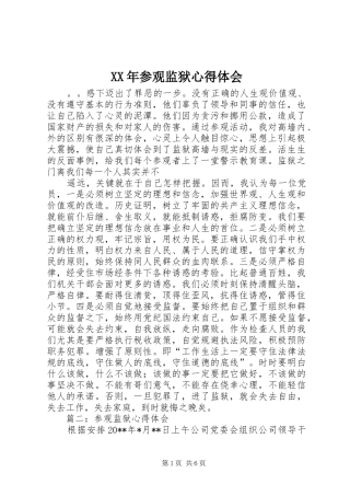 XX年参观监狱心得体会