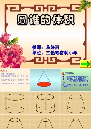 利用动画形象的演示《圆锥的体积》公式的推导