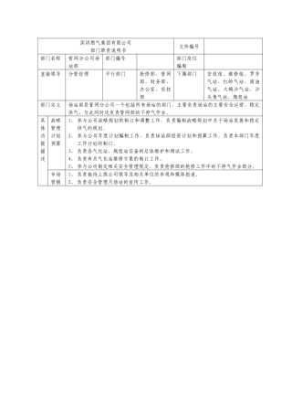 某燃气集团管网分公司场站部职责说明书