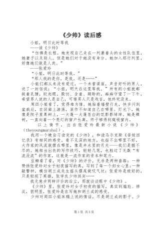 《少帅》读后感