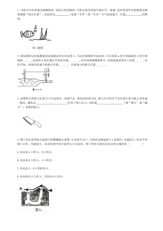 大气压强，流体流速与压强