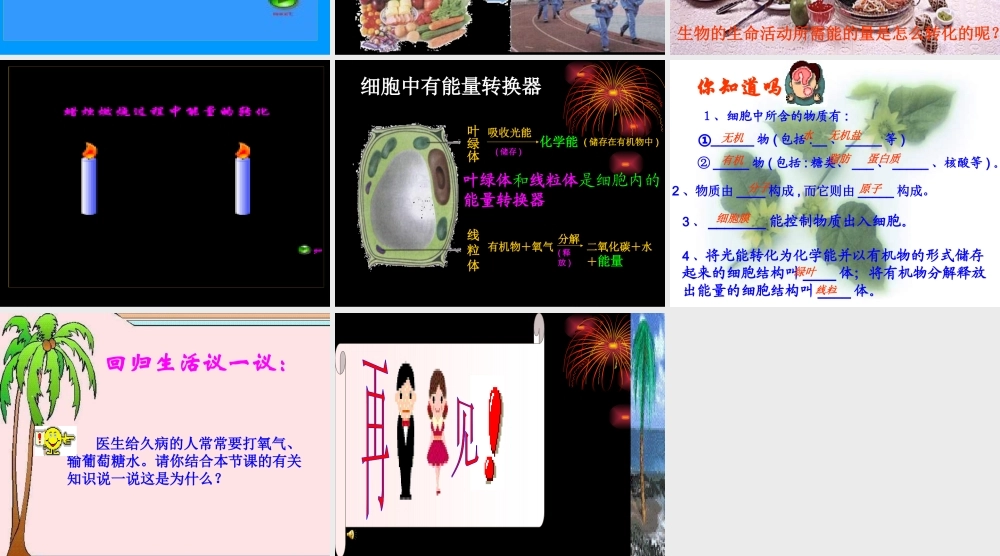 细胞的生活要物质和能量