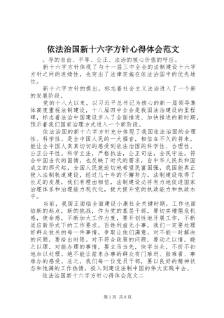 依法治国新十六字方针心得体会范文