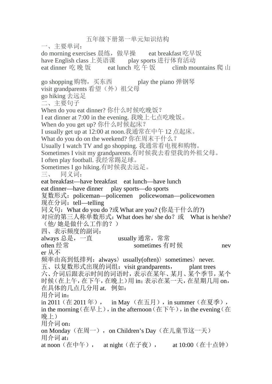 五年级下册第一单元知识结构_第1页