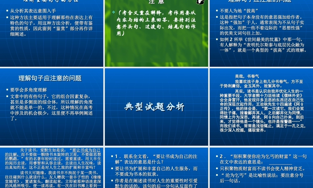 现代文阅读·理解文中重要句子的含义