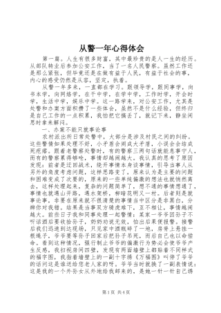 从警一年心得体会