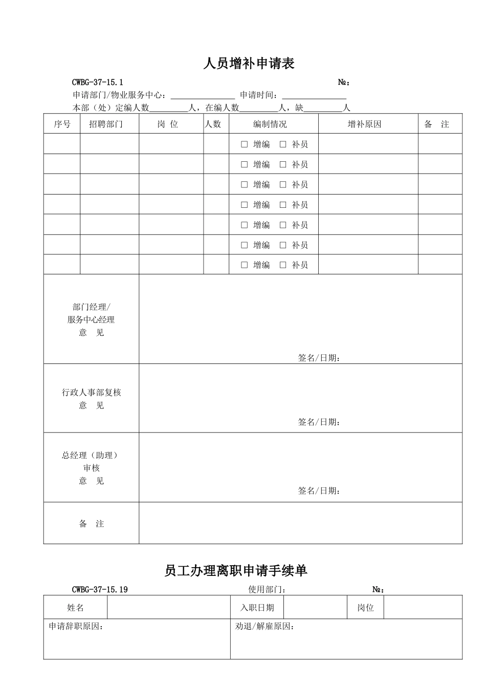 万怡渝能物业管理HR资料表格_第1页