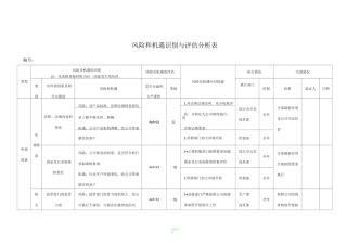 风险和机遇风险识别评估表