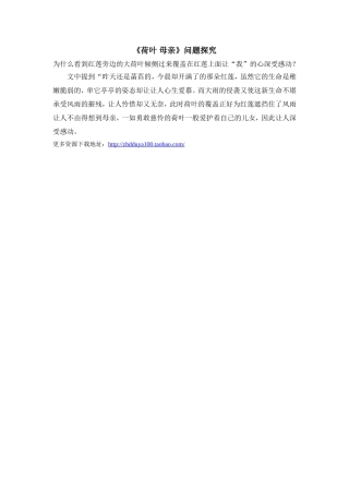 《荷叶__母亲》问题探究