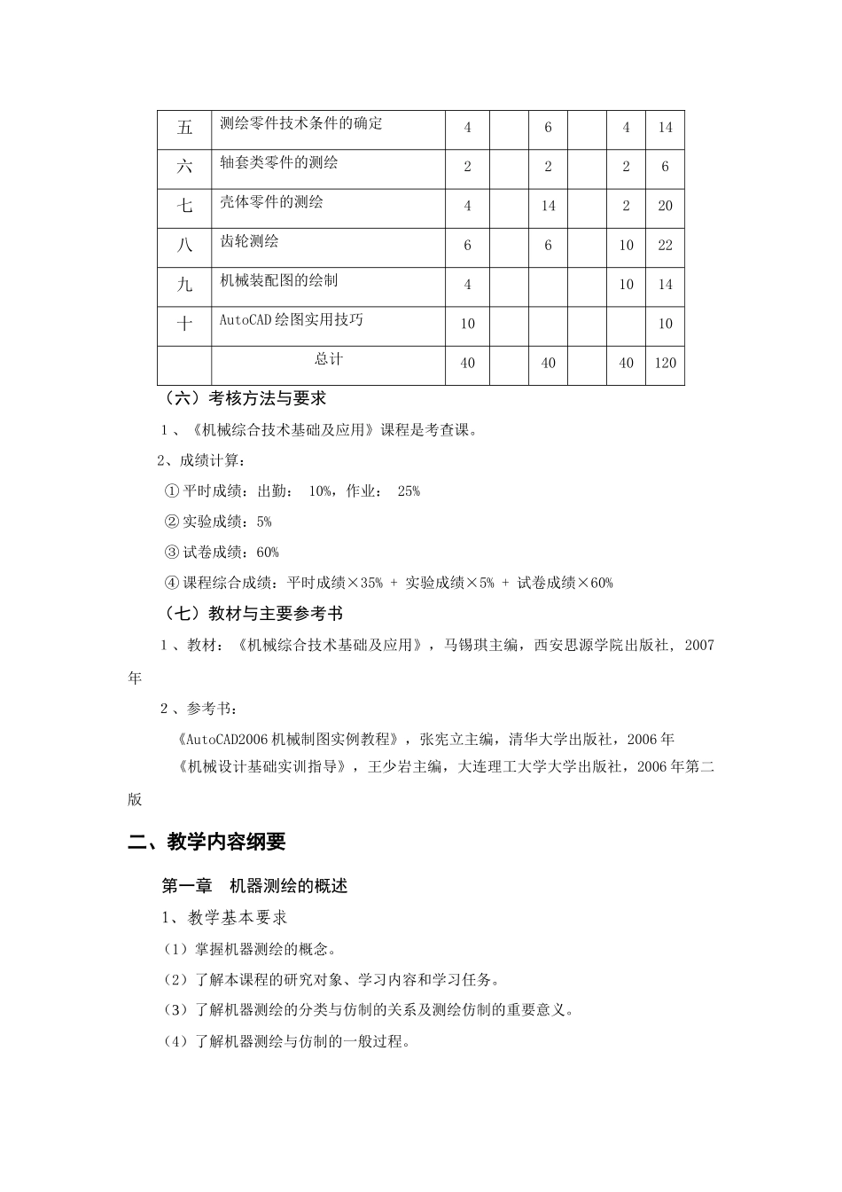 《机械综合技术基础及应用》A高职教学大纲_第3页