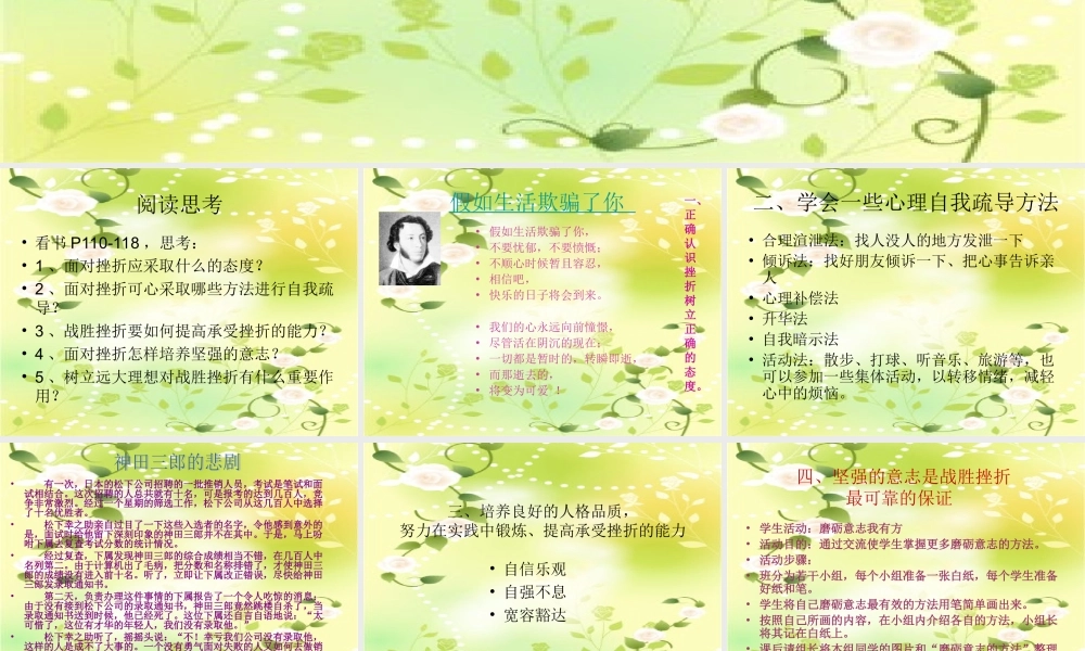 八年级政治《战胜挫折课件》