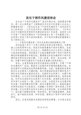 县长干部作风建设体会