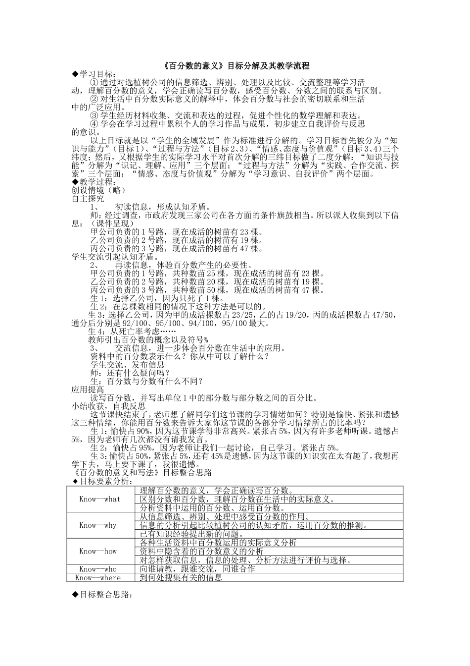 《百分数的意义》目标分解及其教学流_第1页